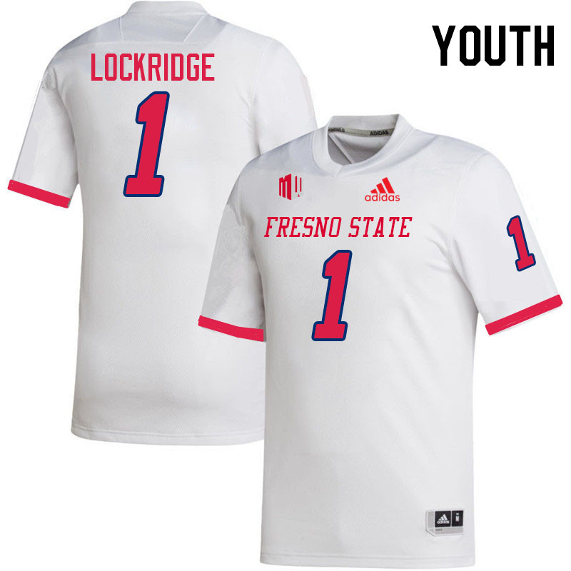 Youth #1 Cam Lockridge Fresno State Bulldogs College Football Jerseys Stitched-White